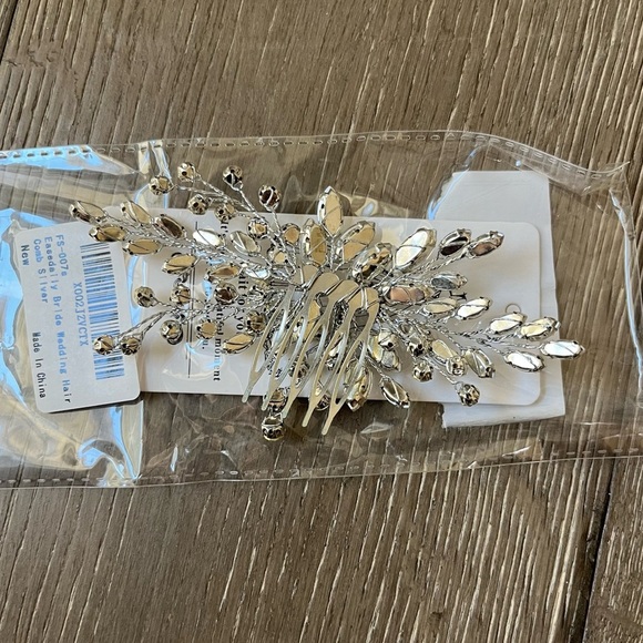 NWOT CZ Bridal Headband Comb Tiara Silver Wedding Hair Accessory Prom Pageant - Picture 10 of 10